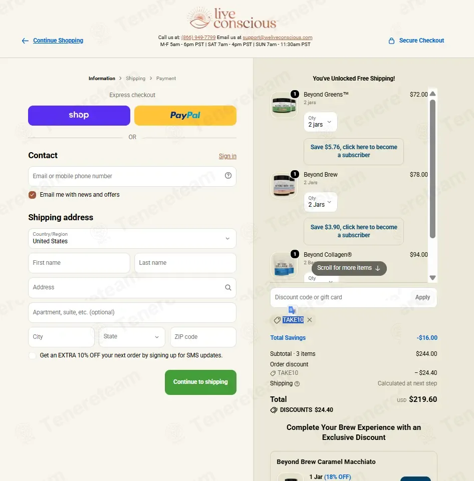 Live Conscious coupon code re-checked and confirmed working at checkout