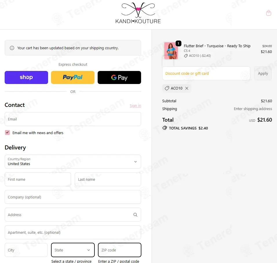 Kandi Kouture coupon code: 10% off with ACO10. Tested and valid as 8 months ago.