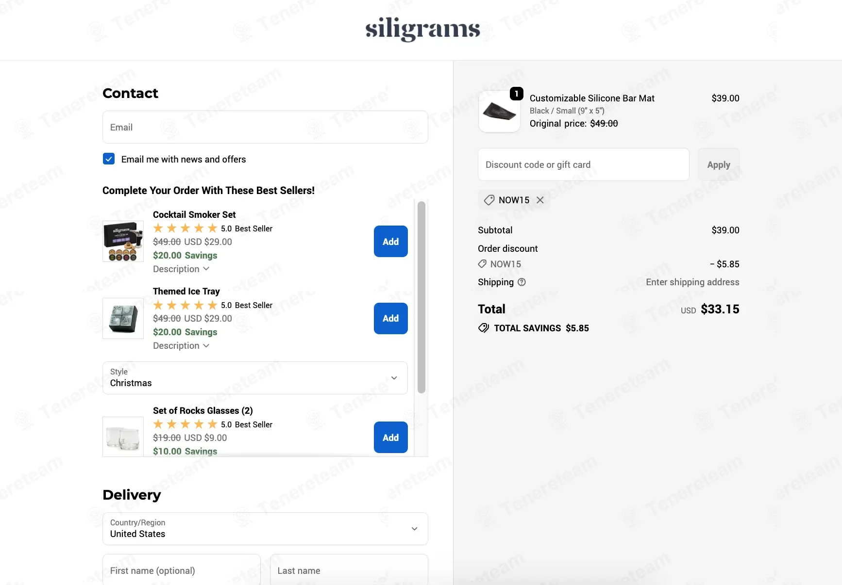 Siligrams coupon code: 15% off with NOW15. Tested and valid as 8 months ago.