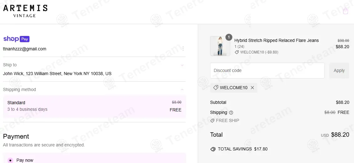 Artemis Vintage coupon code: 10% off with WELCOME10. Tested and valid as 1 year ago.