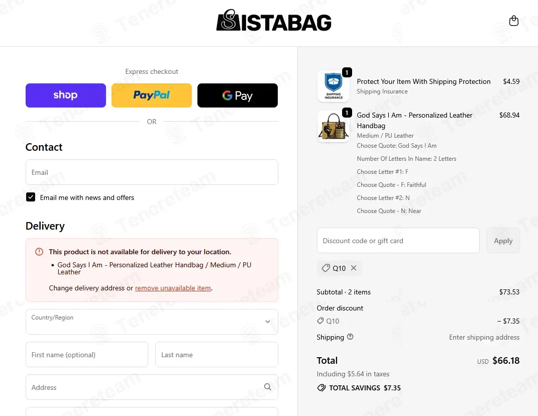 Sista Bag coupon code: 10% off with Q10. Tested and valid as 8 months ago.