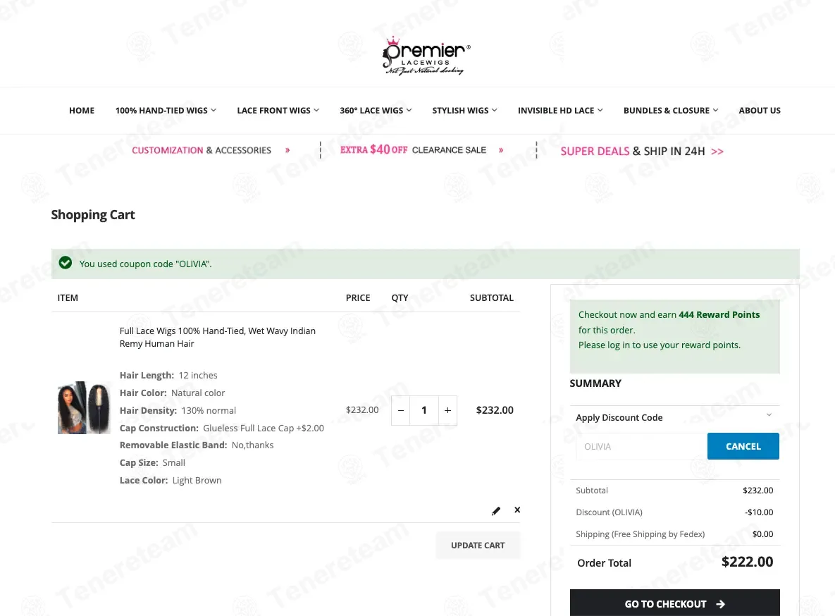 Premier Lace Wigs coupon code: $10 off with OLIVIA. Tested and valid as 4 months ago.