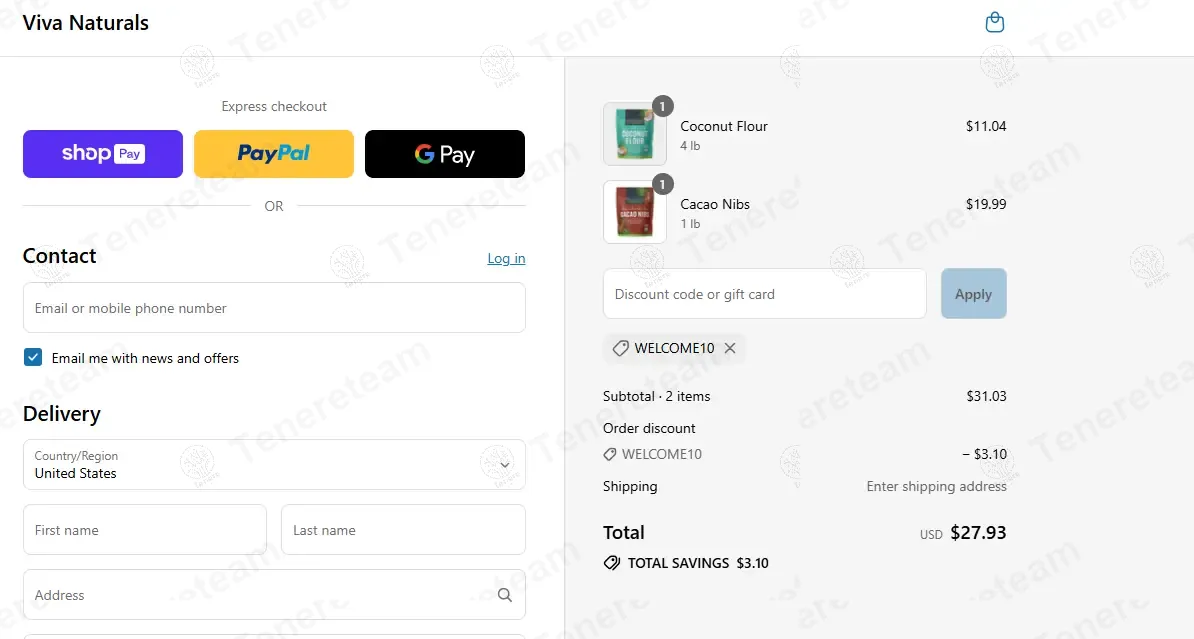 Viva Naturals coupon code: 10% off with WELCOME10. Tested and valid as 10 months ago.