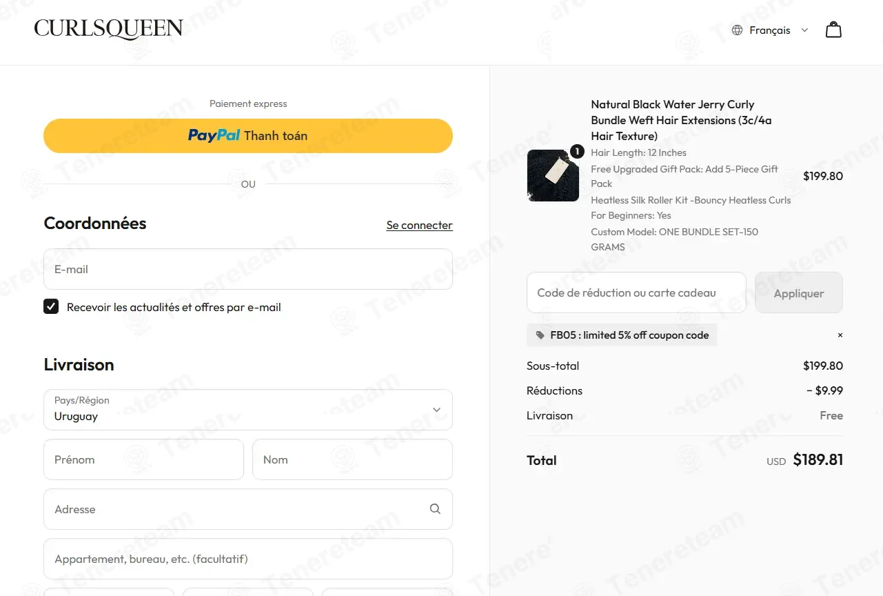 CurlsQueen coupon code: 5% off with FB05. Tested and valid as 1 week ago.