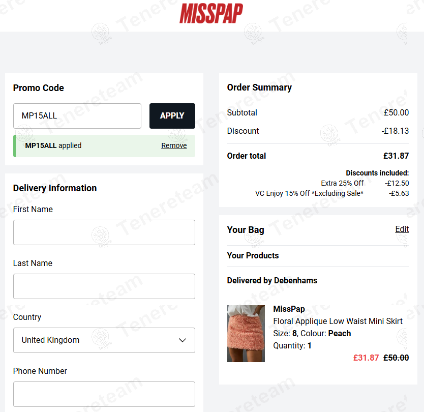 Misspap coupon code: 15% off with MP15ALL. Tested and valid as 8 months ago.
