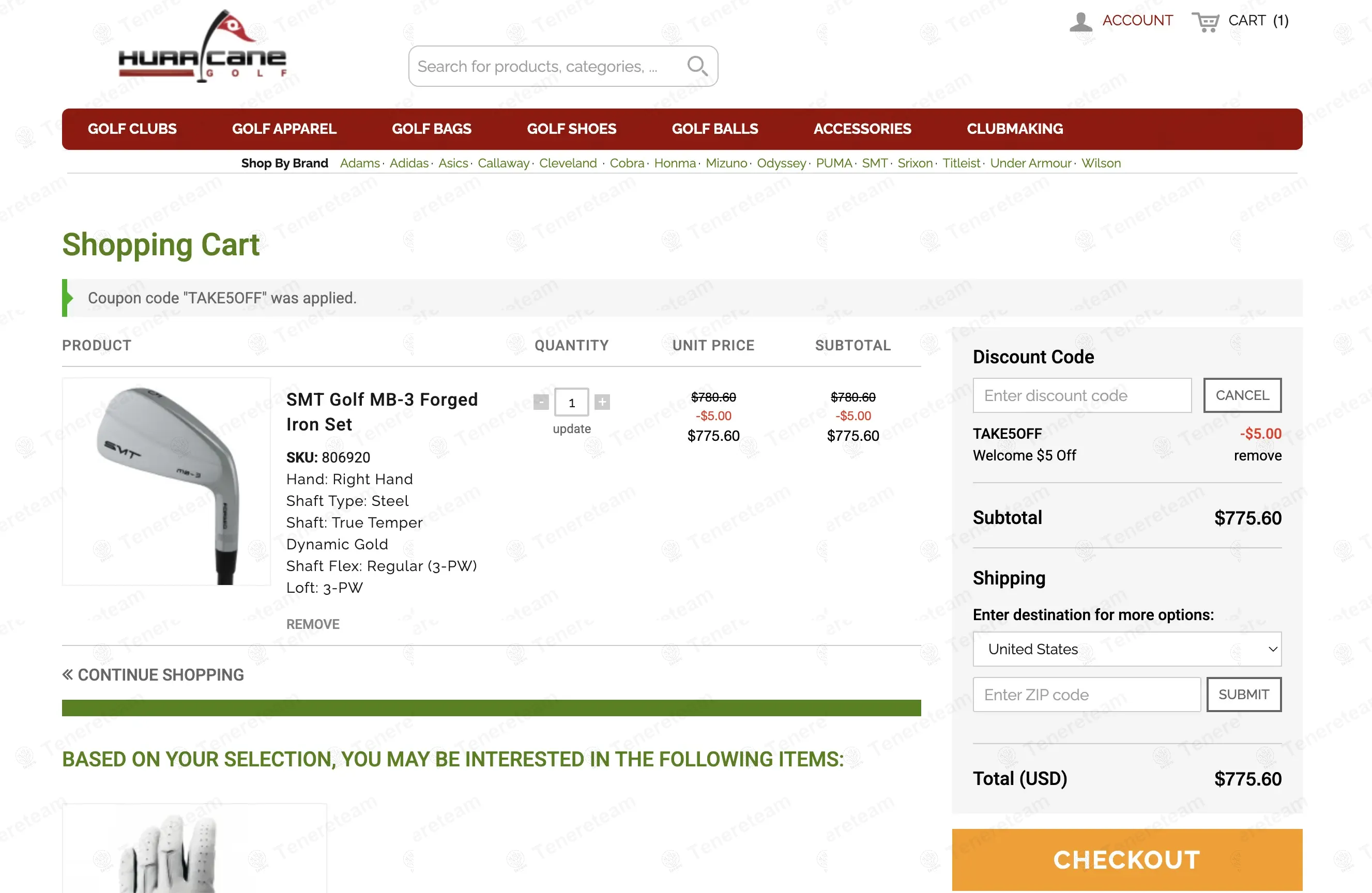 Hurricane Golf coupon code: $5 off with TAKE5OFF. Tested and valid as 10 months ago.