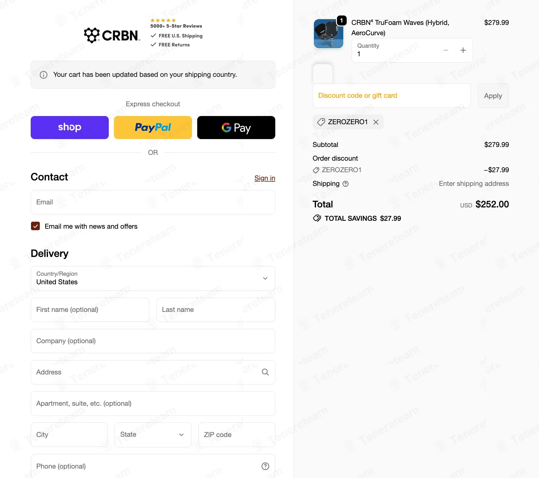 CRBN Pickleball coupon code: 10% off with ZEROZERO1. Tested and valid as 8 months ago.