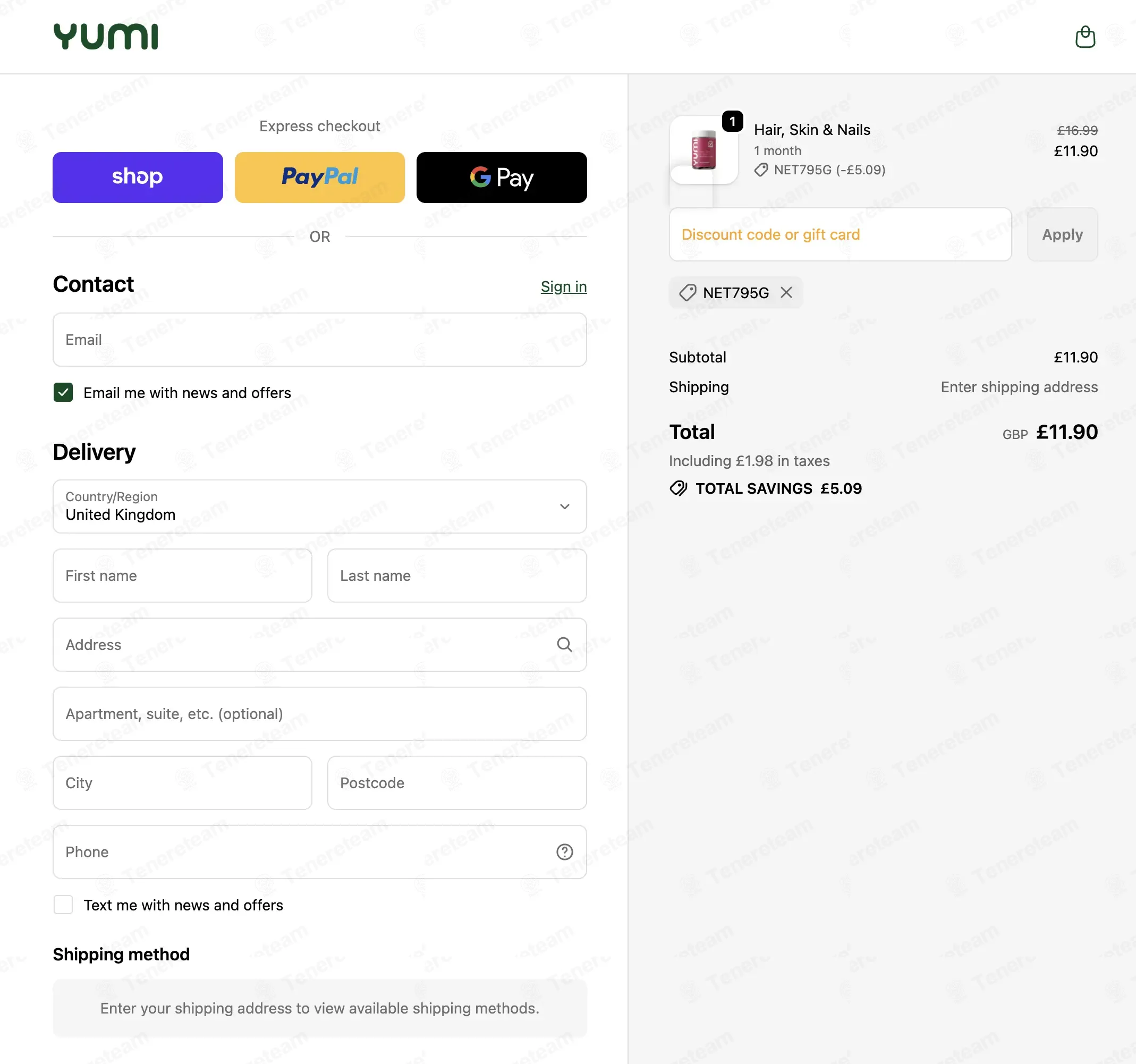 Yumi Nutrition coupon code: 30% off with NET795G. Tested and valid as 1 month ago.