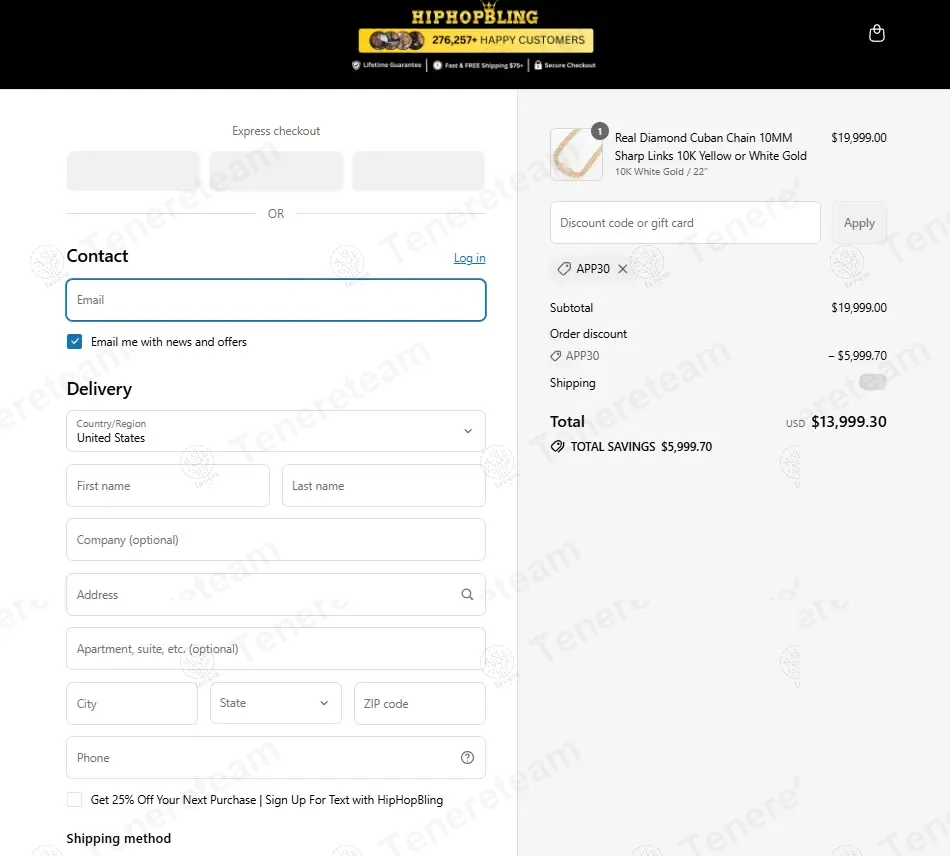 Hip Hop Bling coupon code: 30% off with APP30. Tested and valid as 10 months ago.