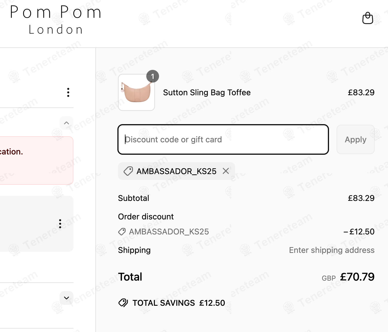 Pom Pom London coupon code: 15% off with AMBASSADOR_KS25. Tested and valid as 1 year ago.