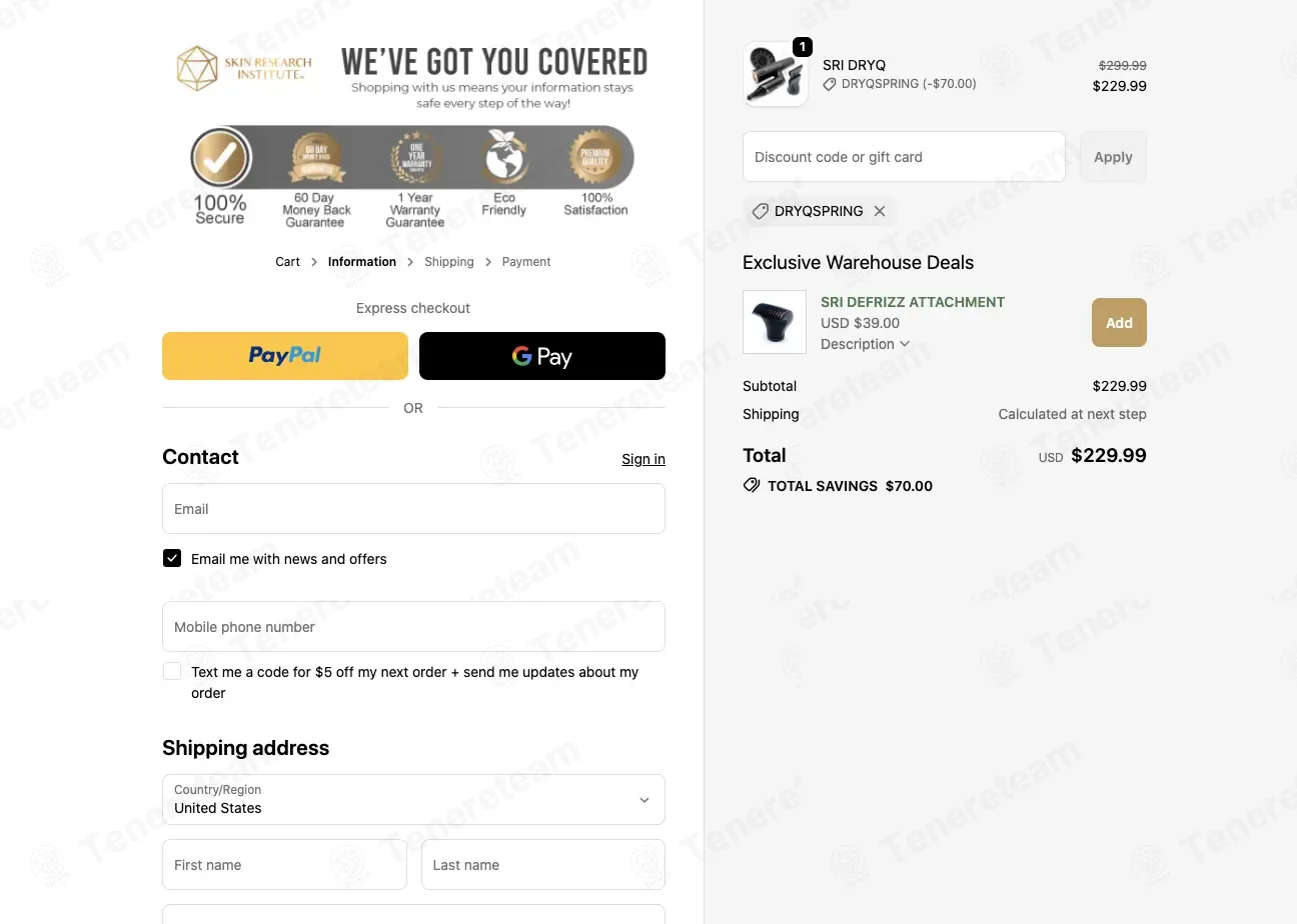 Skin Research Institute coupon code: $70 off with DRYQSPRING. Tested and valid as 9 hours ago.