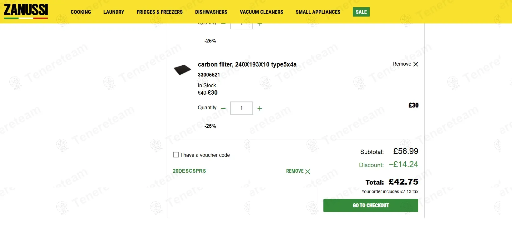 Zanussi coupon code: 25% off with 20DESCSPR. Tested and valid as 8 months ago.