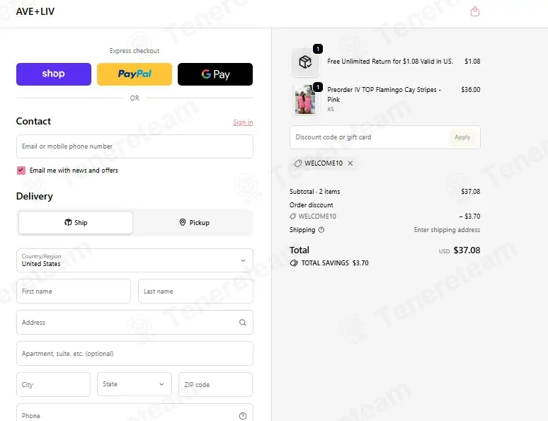 Ave and Liv coupon code: 10% off with WELCOME10. Tested and valid as 2 weeks ago.