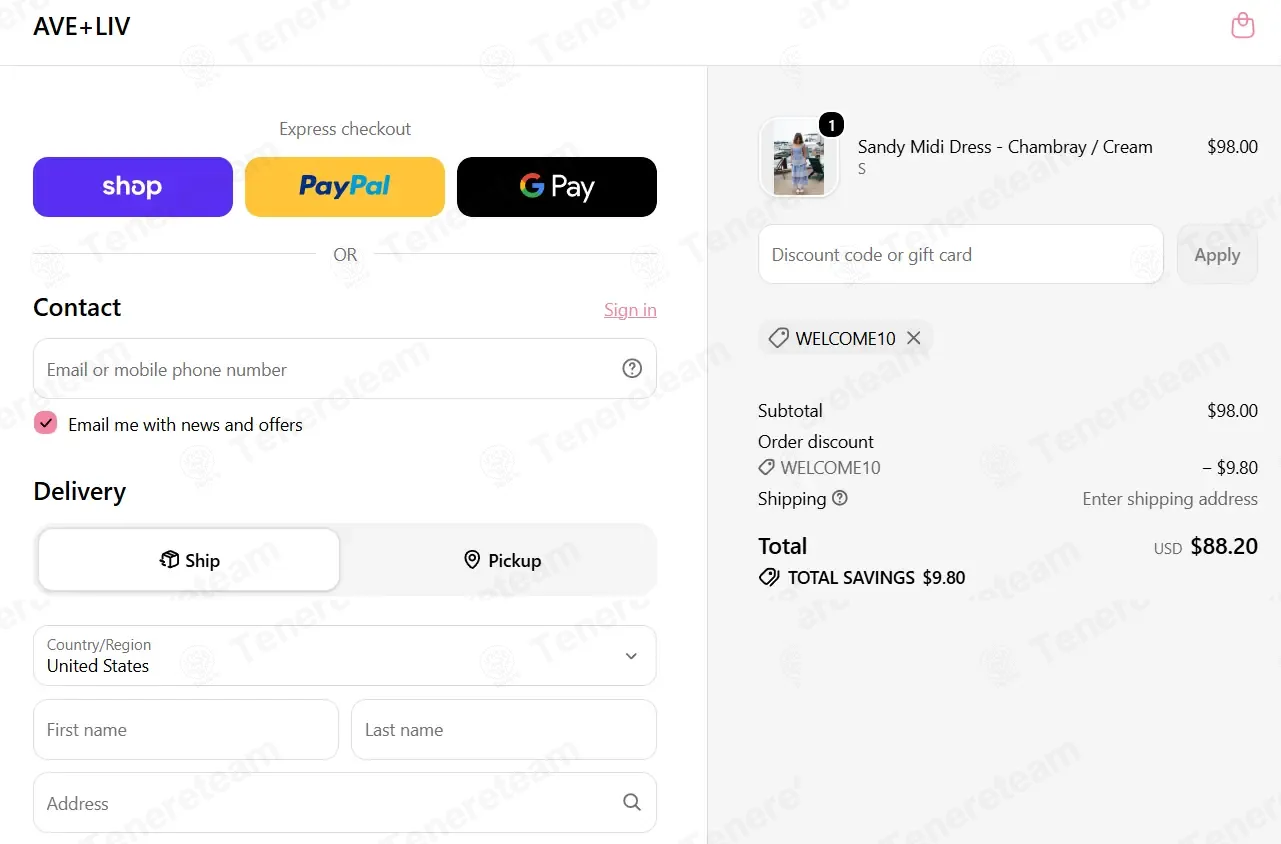 Ave and Liv coupon code: 10% off with WELCOME10. Tested and valid as 2 weeks ago.