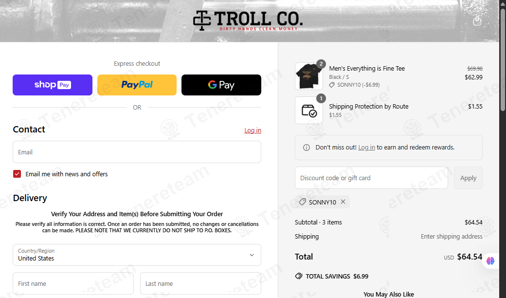 Troll Co coupon code: 10% off with SONNY10. Tested and valid as 1 year ago.