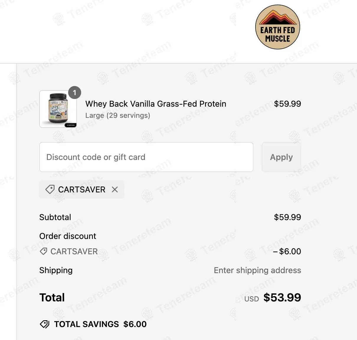 Earth Fed Muscle coupon code: 10% off with CARTSAVER. Tested and valid as 11 months ago.