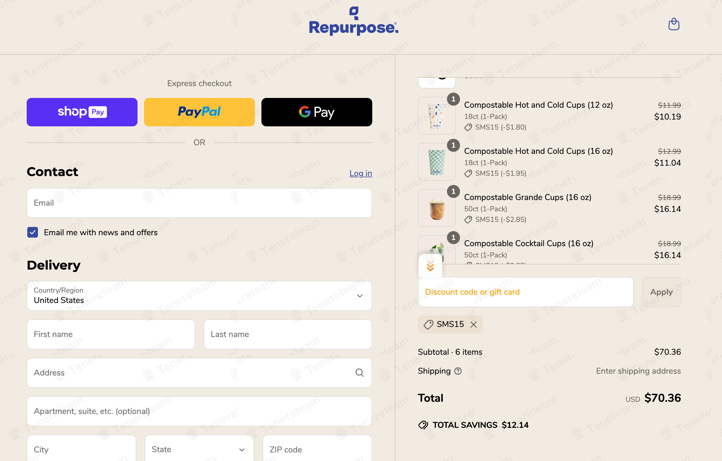 Repurpose coupon code: 15% off with SMS15. Tested and valid as 1 year ago.