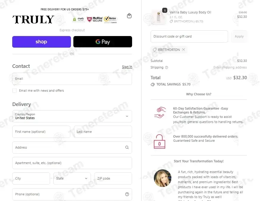 Truly Beauty coupon code: 15% off with BRITTHORTON. Tested and valid as 2 weeks ago.