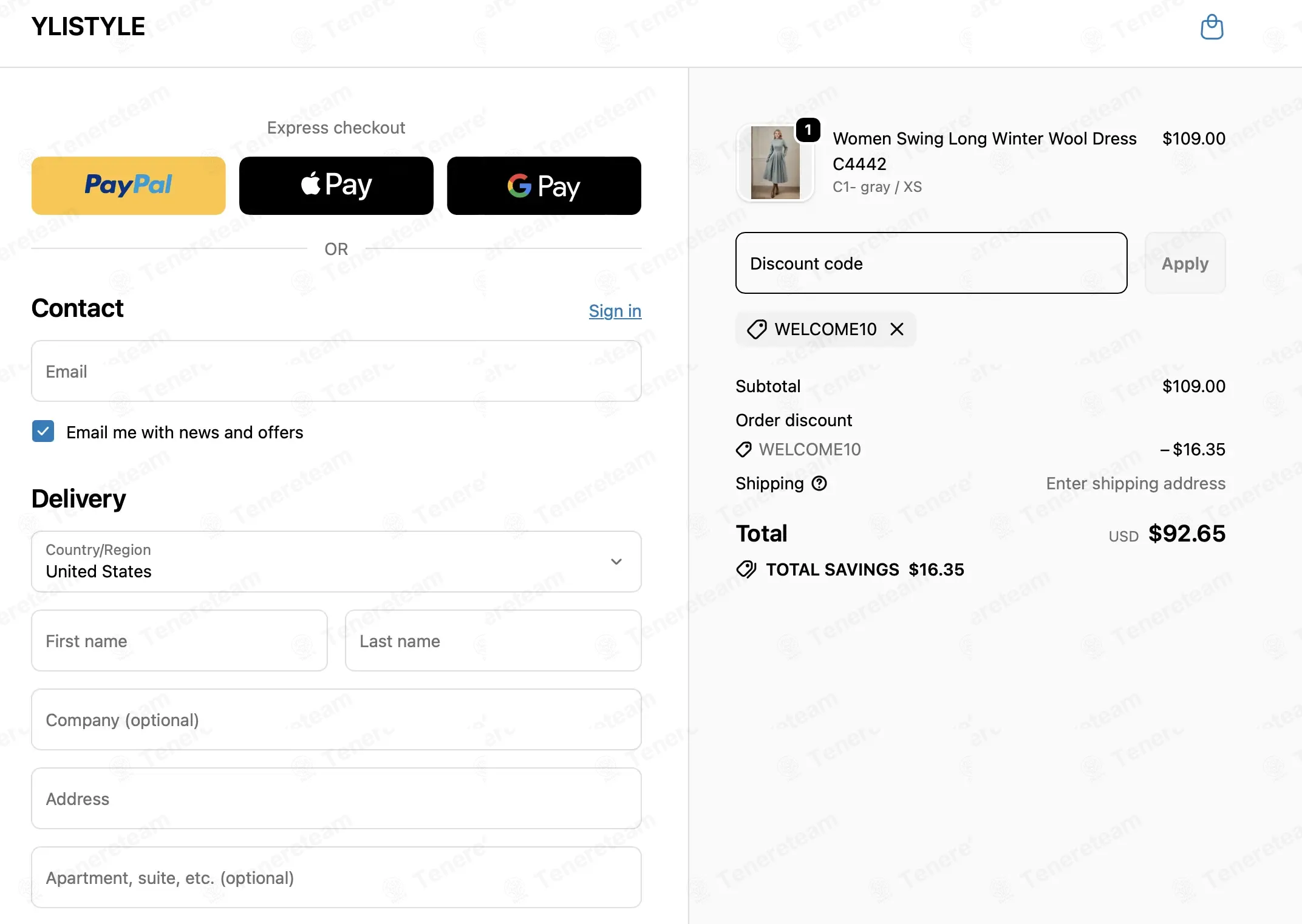 Yli Style coupon code: 15% off with WELCOME10. Tested and valid as 1 week ago.