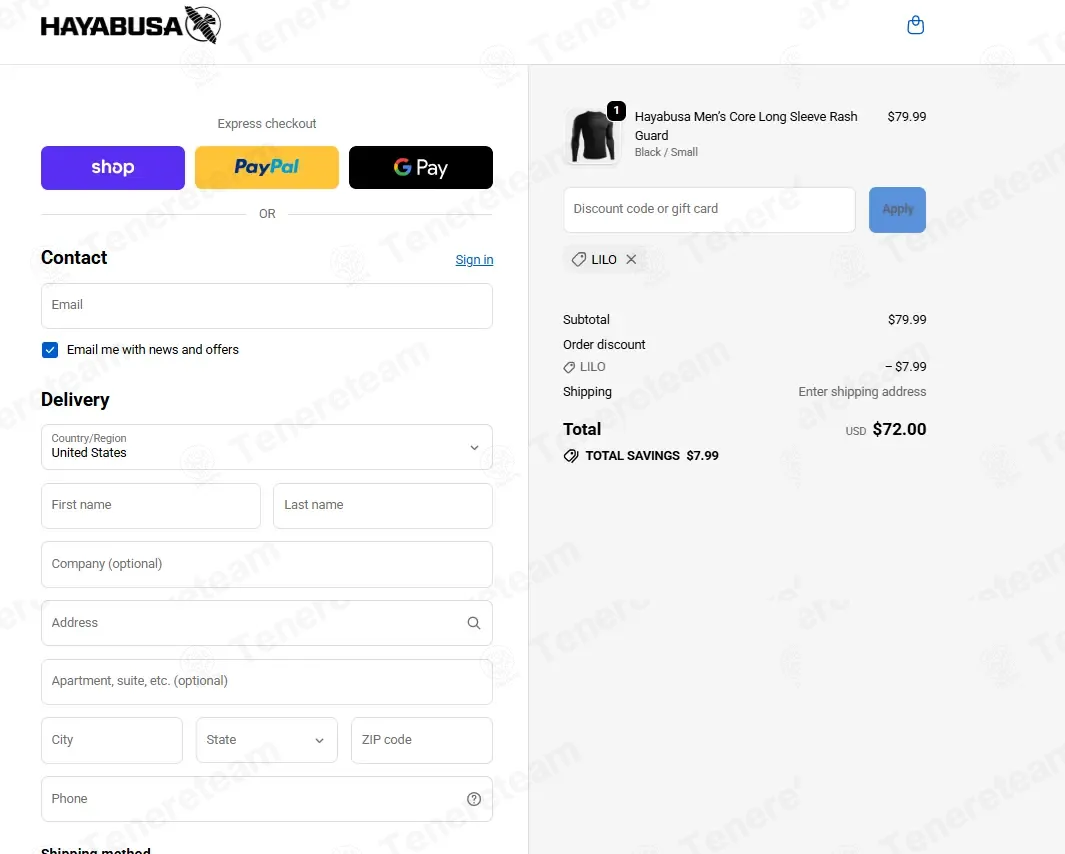 Hayabusa Fight coupon code: 10% off with LILO. Tested and valid as 2 weeks ago.