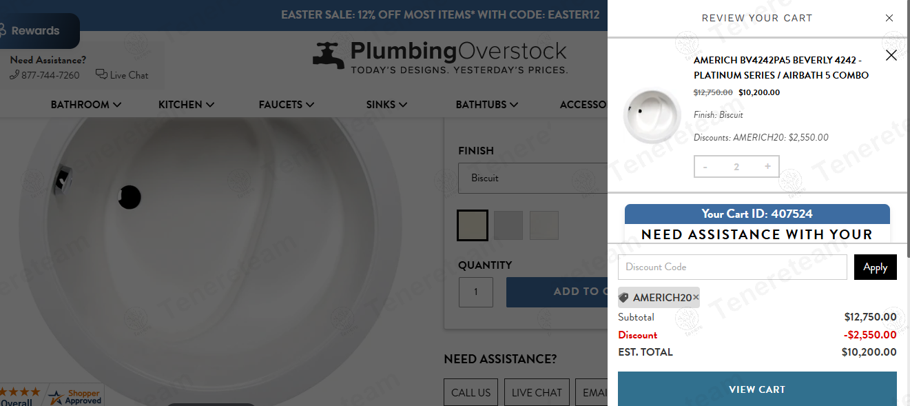 Plumbing Overstock coupon code: 20% off with AMERICH20. Tested and valid as 1 year ago.