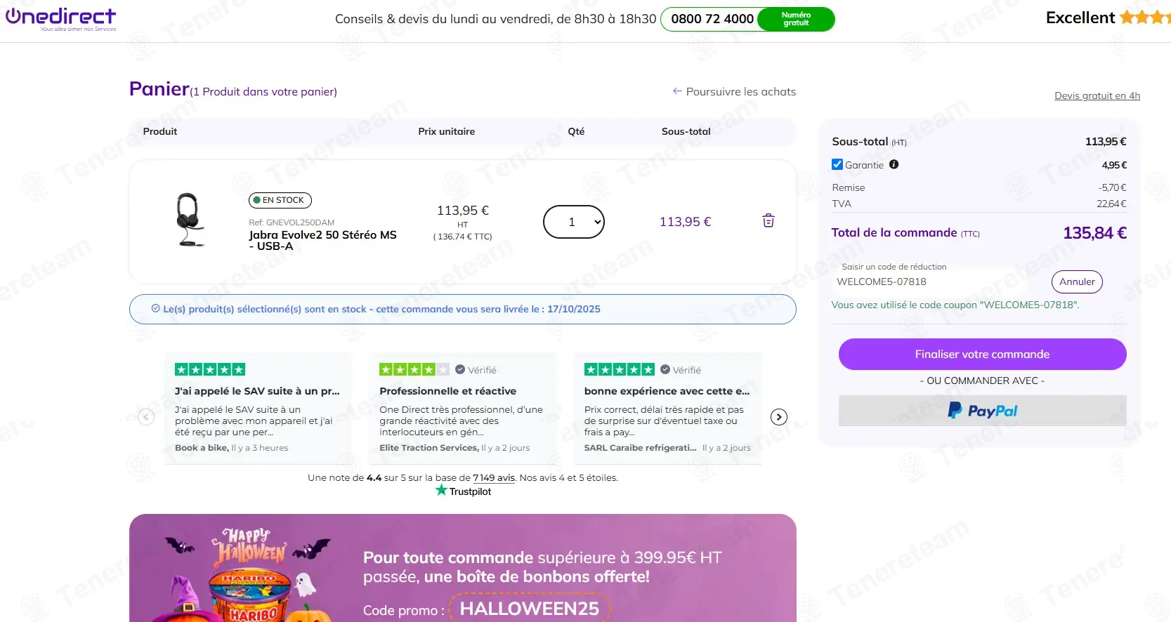 Onedirect FR apply coupon code