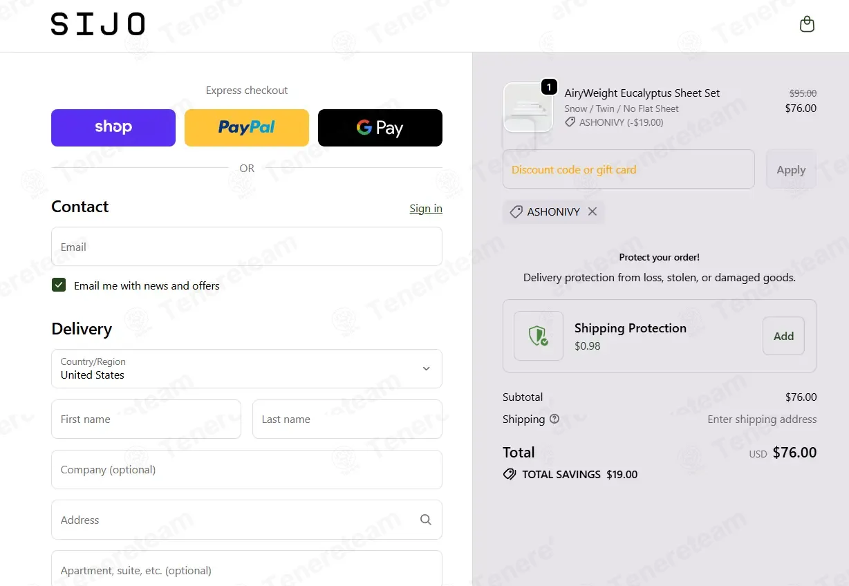 Sijo Home coupon code: 20% off with ASHONIVY. Tested and valid as 1 week ago.