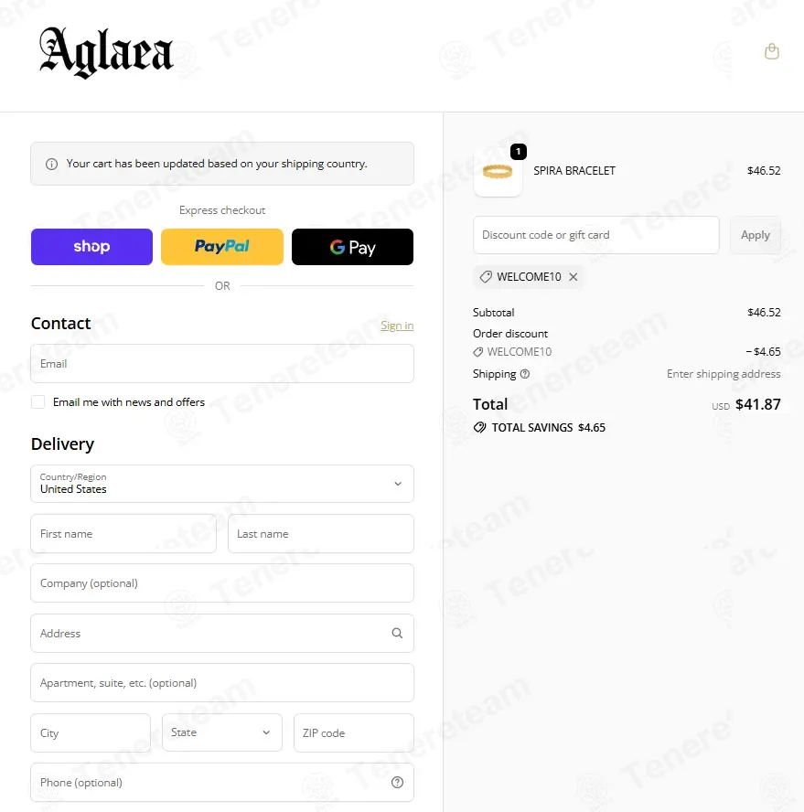 Aglaea Jewellery coupon code: 10% off with WELCOME10. Tested and valid as 9 months ago.
