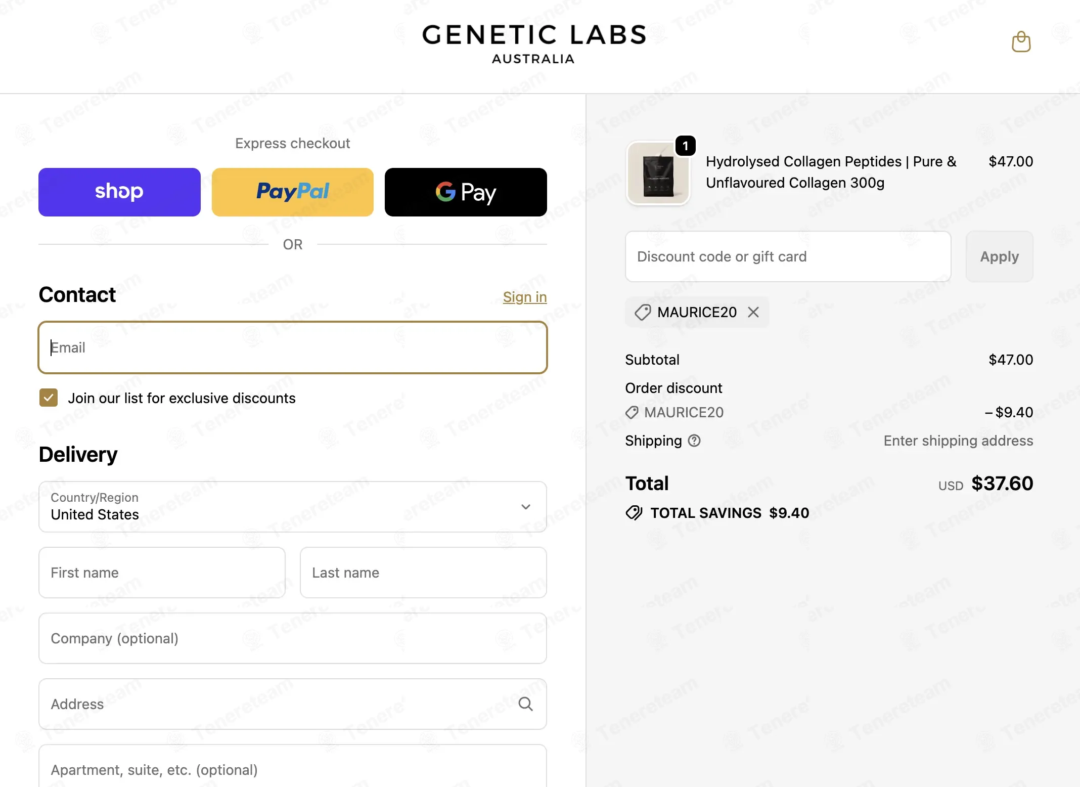 Genetic Labs Australia coupon code: 20% off with MAURICE20. Tested and valid as 1 month ago.