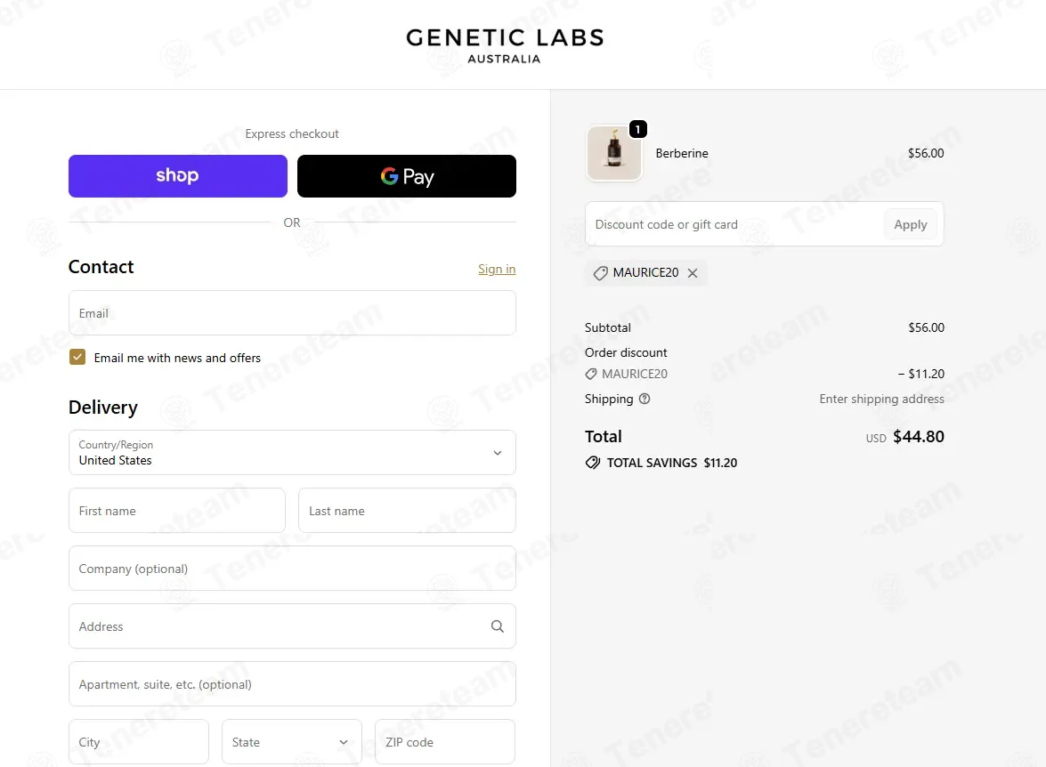 Genetic Labs Australia coupon code: 20% off with MAURICE20. Tested and valid as 1 month ago.
