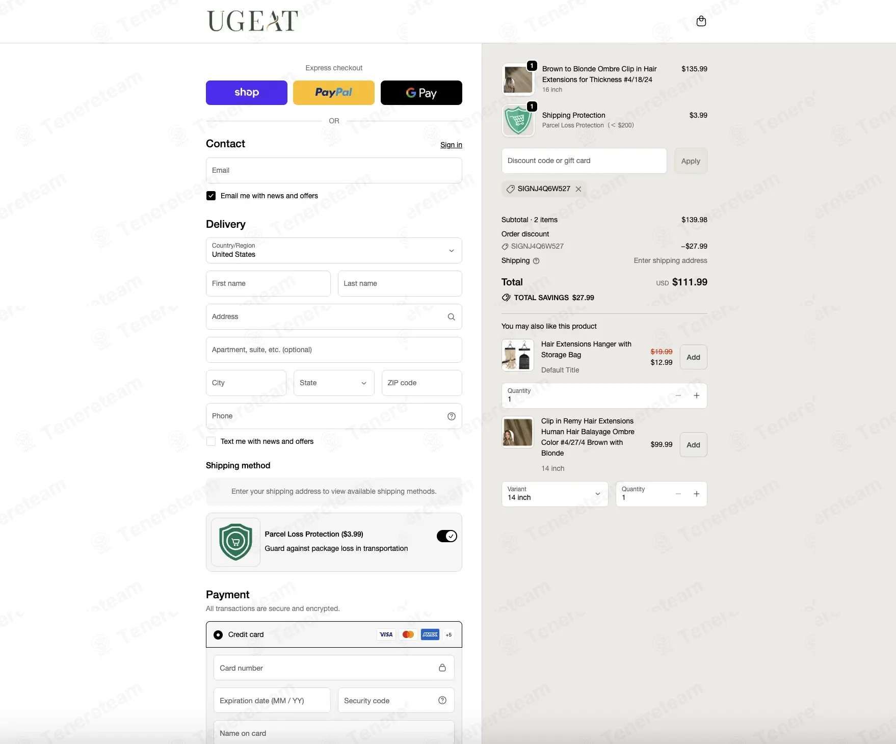 Ugeat Hair coupon code: 20% off with SIGNJ4Q6W527. Tested and valid as 2 months ago.