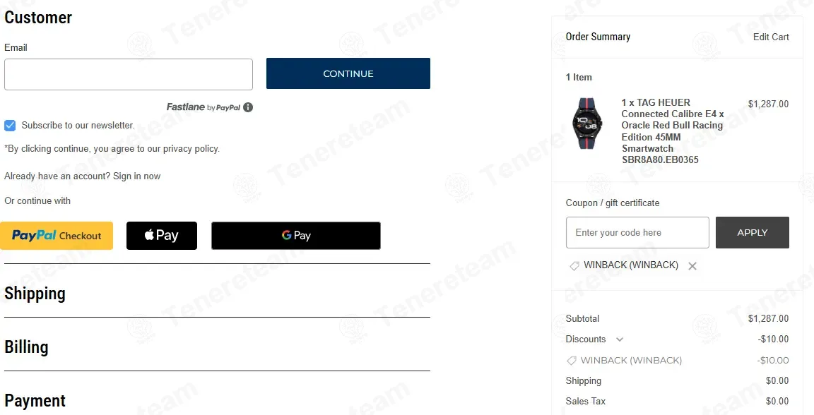 Watch Warehouse coupon code: $10 off with WINBACK. Tested and valid as 2 months ago.