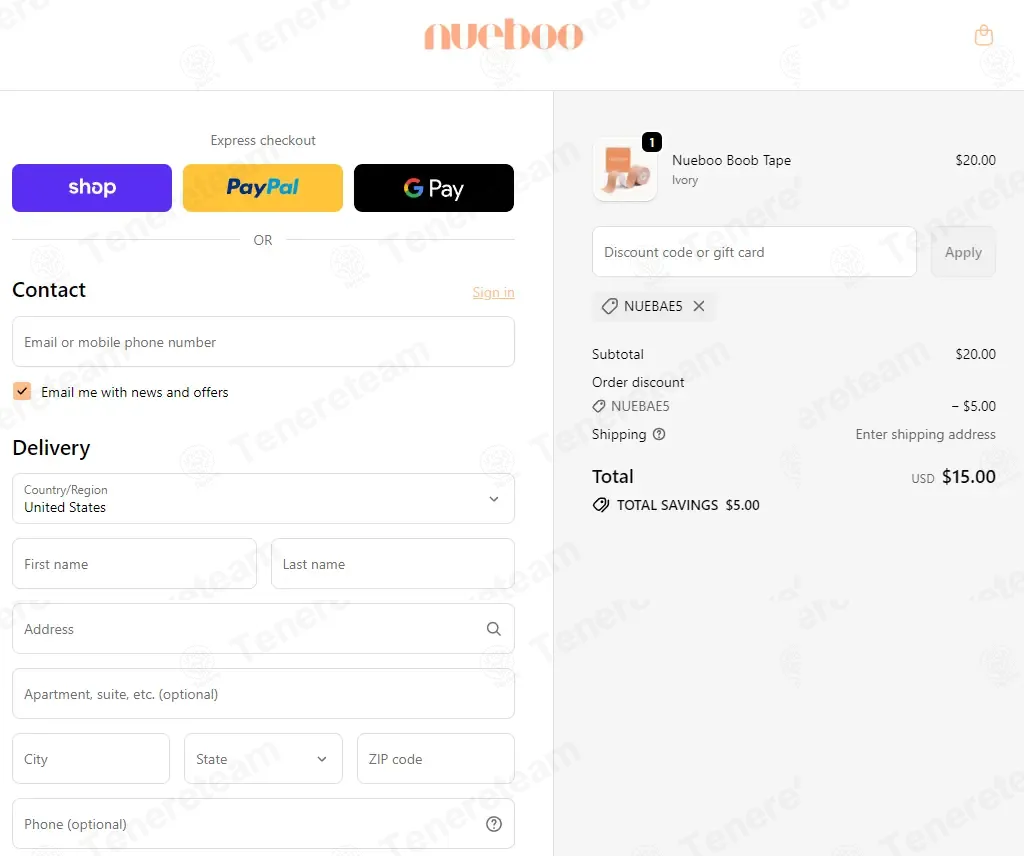 Nueboo Boob Tape coupon code: $5 off with NUEBAE5. Tested and valid as 4 months ago.