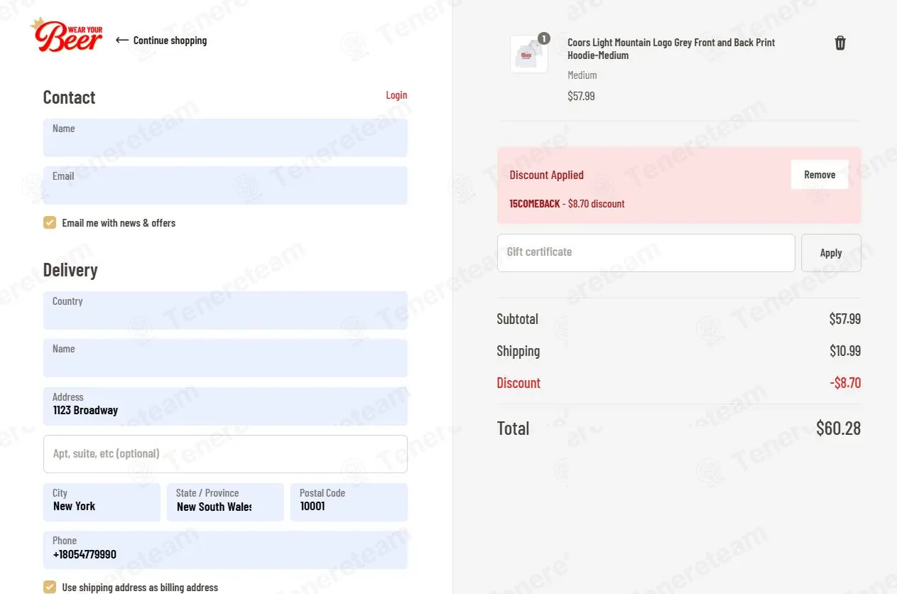 Wear Your Beer coupon code: 15% off with 15COMEBACK. Tested and valid as 1 month ago.