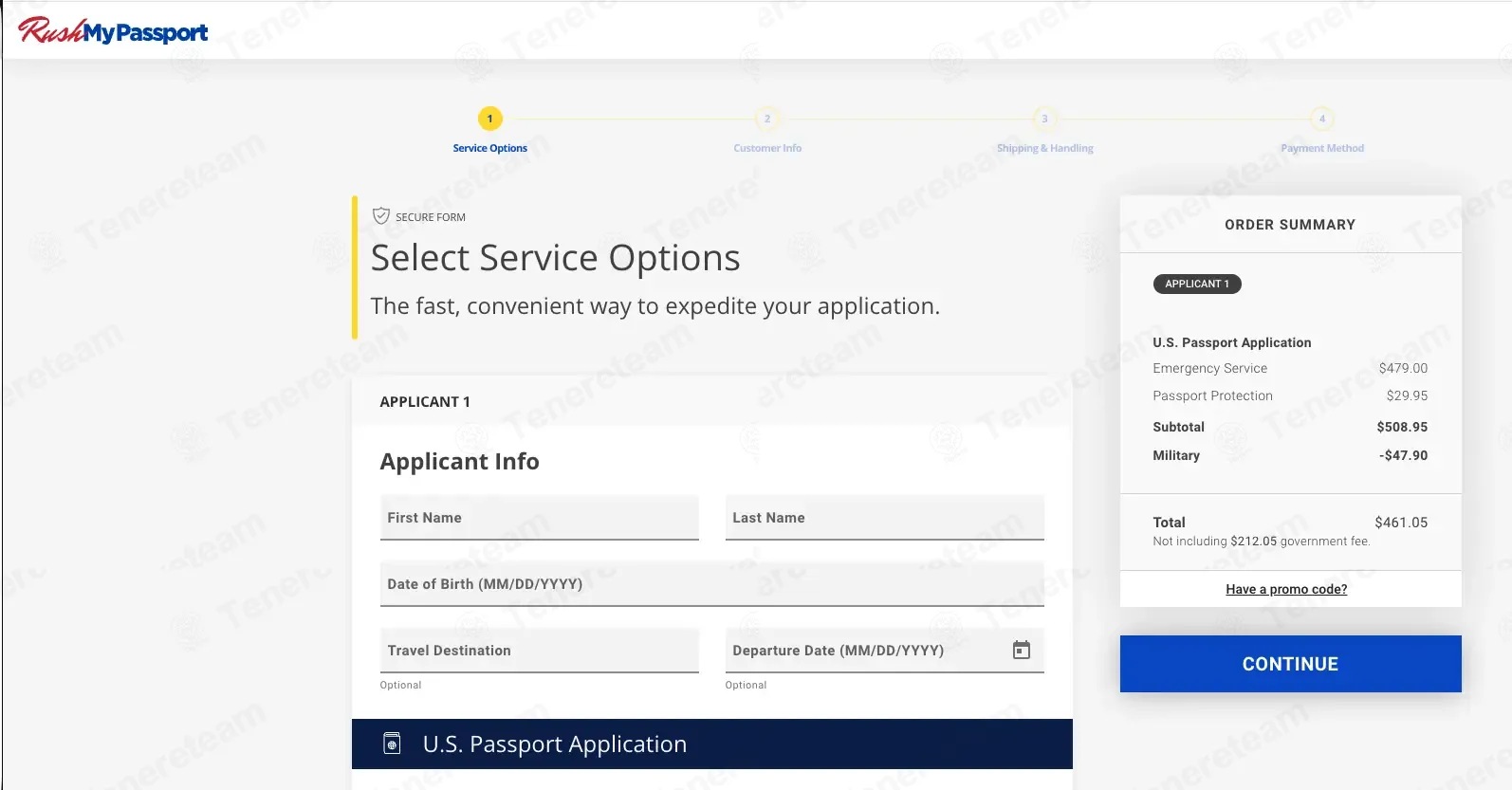 Rush My Passport coupon code: 10% off with MILITARY. Tested and valid as 6 months ago.