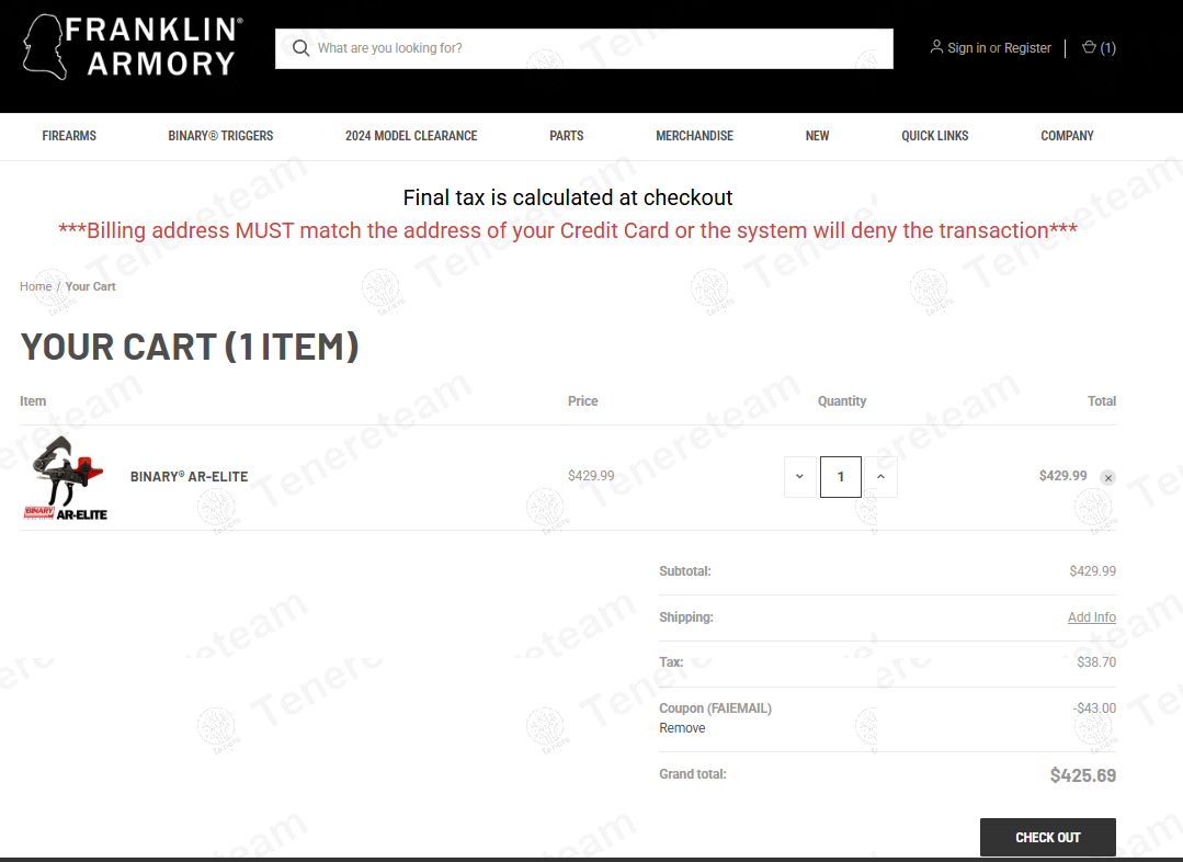 Franklin Armory coupon code: 10% off with FAIEMAIL. Tested and valid as 1 year ago.