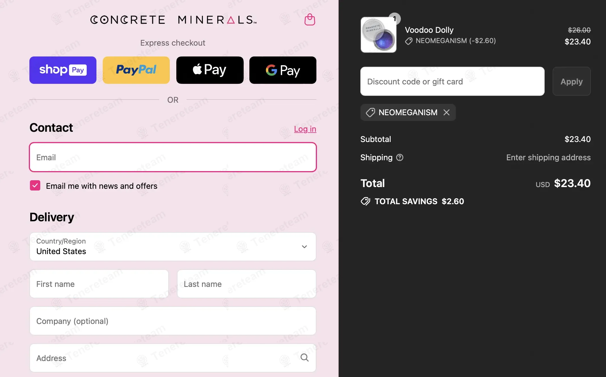 Concrete Minerals apply coupon code