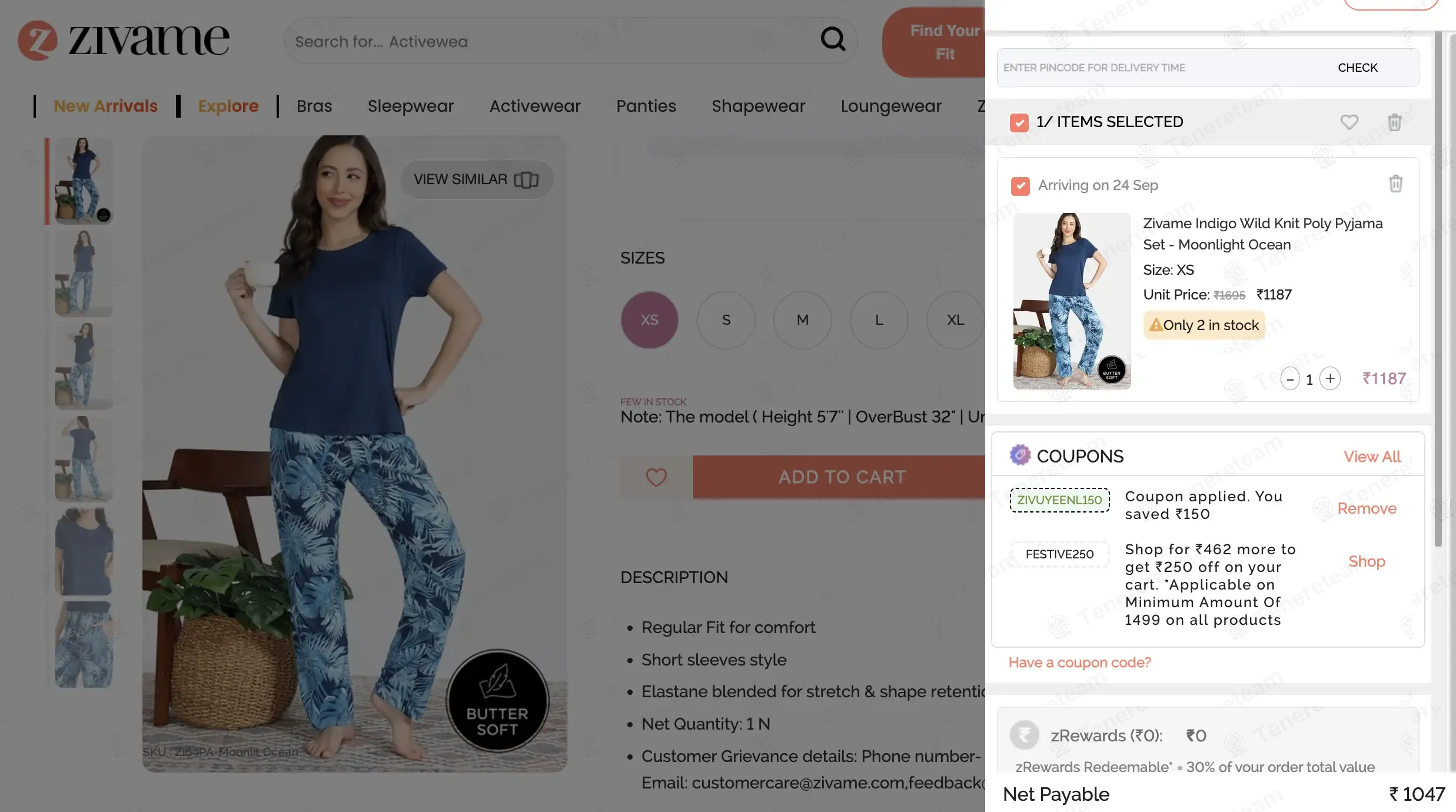 Zivame coupon code: Rs150 off with ZIVUYEENL150. Tested and valid as 9 months ago.