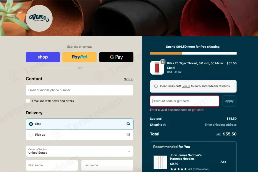 Weaver Leather Supply coupon code: 15% off with BEGIN15. Tested and valid as 3 months ago.