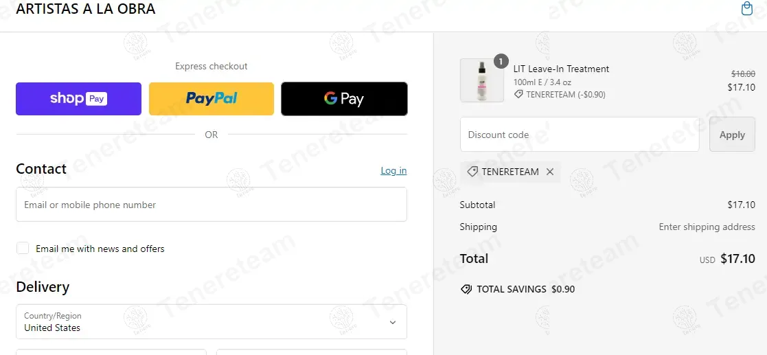 Artista Sala Obra coupon code: 10% off with TENERETEAM. Tested and valid as 1 year ago.