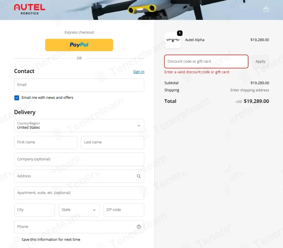 Autel Robotics coupon code: 5% off with BGFDP. Tested and valid as 5 months ago.