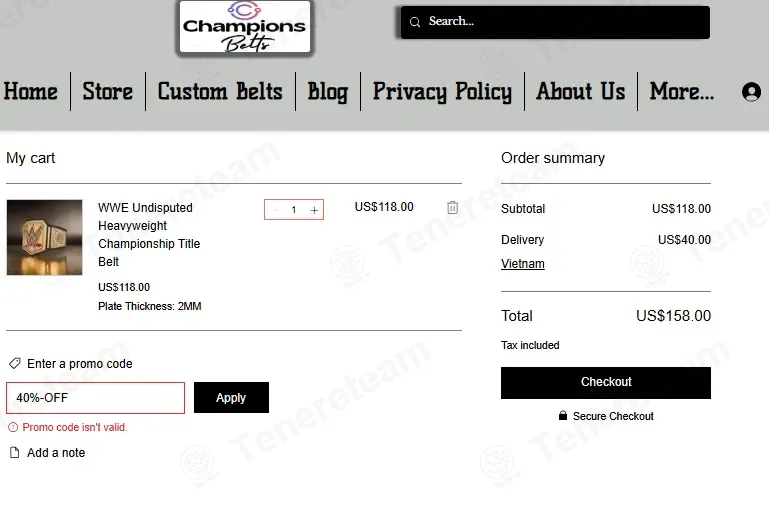Champions Belts coupon code: 40% off with 40%-OFF. Tested and valid as 1 month ago.