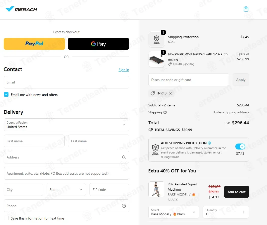 Merach US coupon code: 15% off with TNR40. Tested and valid as 1 month ago.