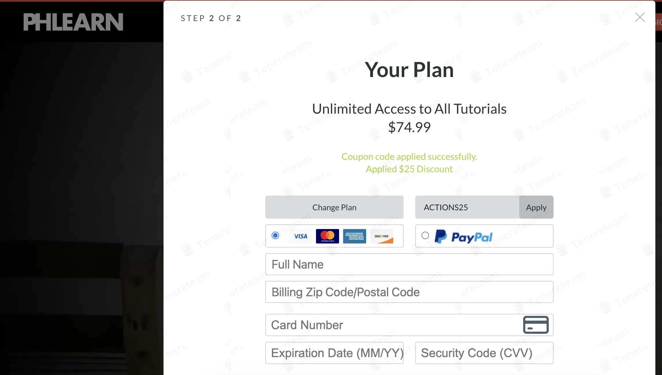Phlearn apply coupon code