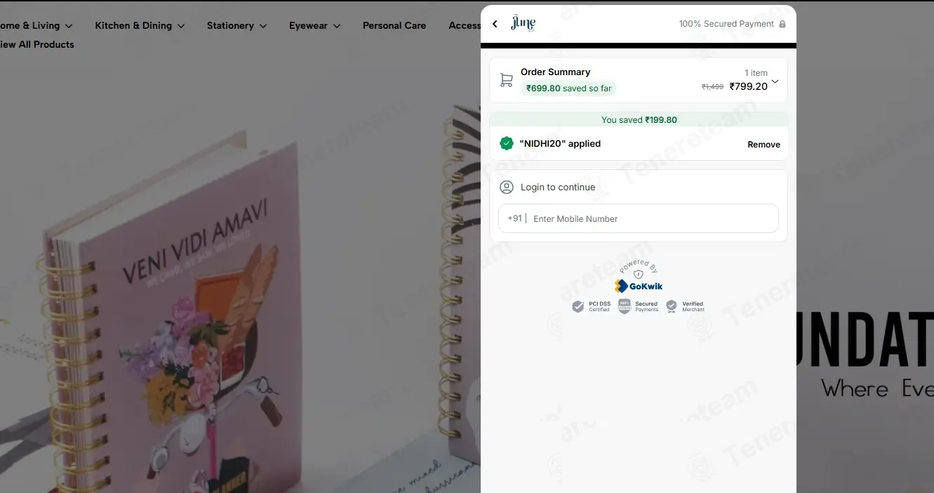 The June Shop coupon code: 20% off with NIDHI20. Tested and valid as 7 months ago.