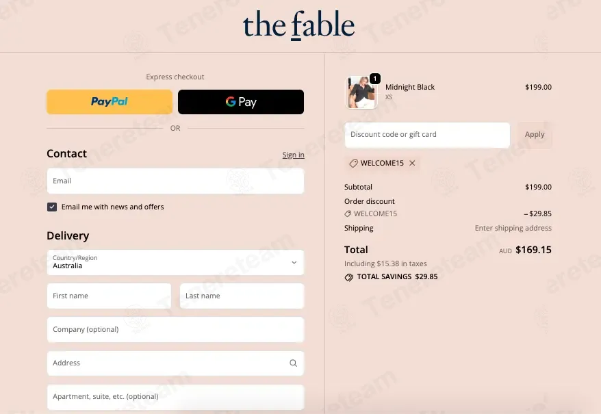 The Fable AU coupon code: 15% off with WELCOME15. Tested and valid as 4 months ago.