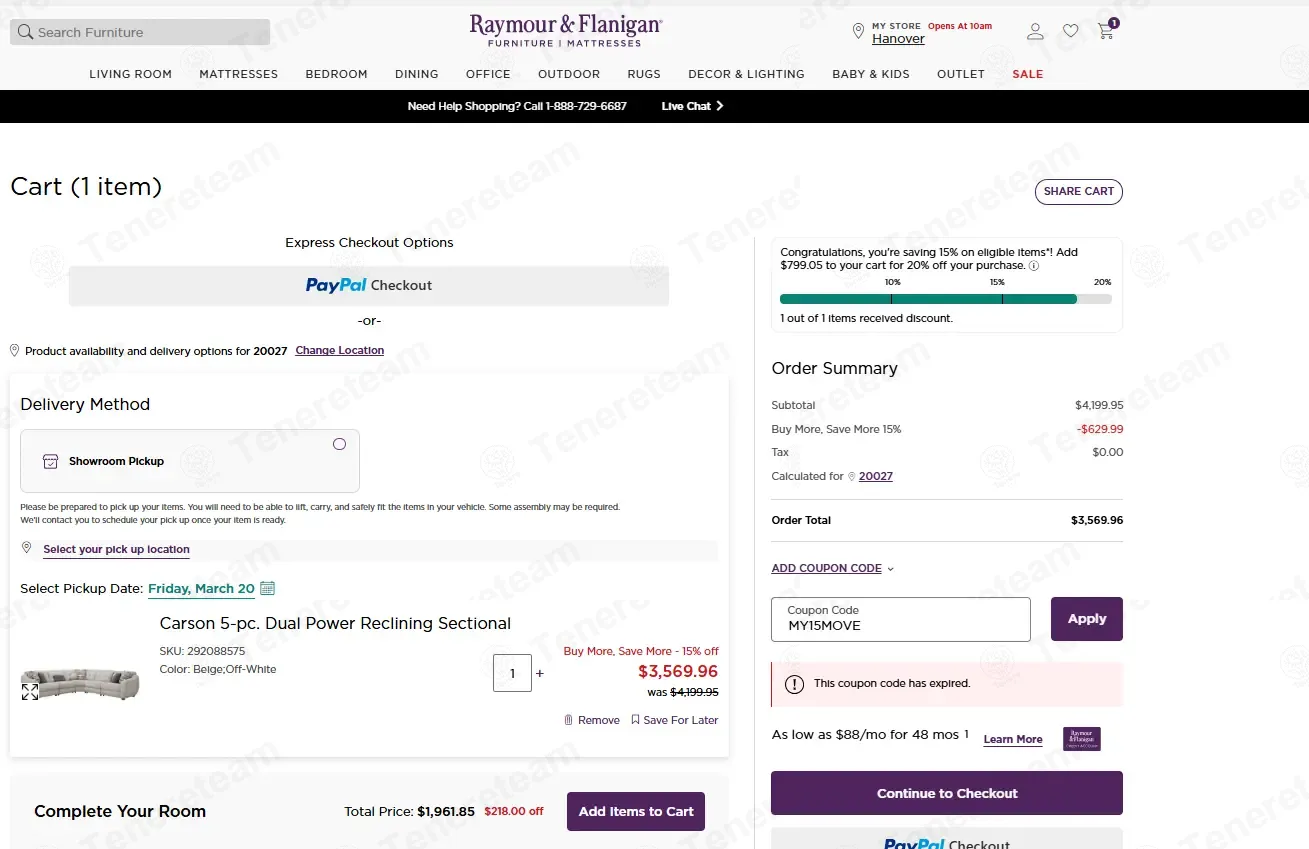 Raymour And Flanigan coupon code: 15% off with MY15MOVE. Tested and valid as 3 months ago.