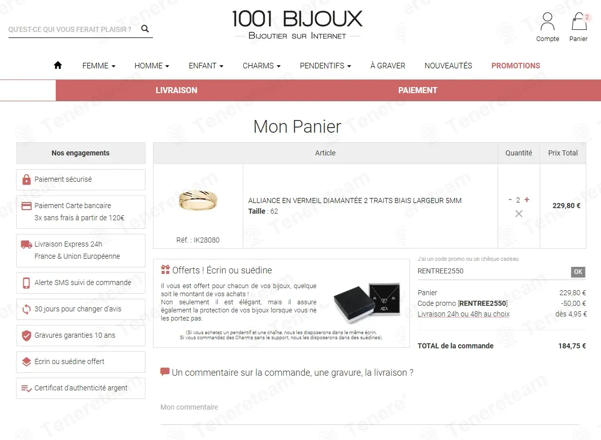 1001-bijoux FR coupon code: €50 off with RENTREE2550. Tested and valid as 7 months ago.