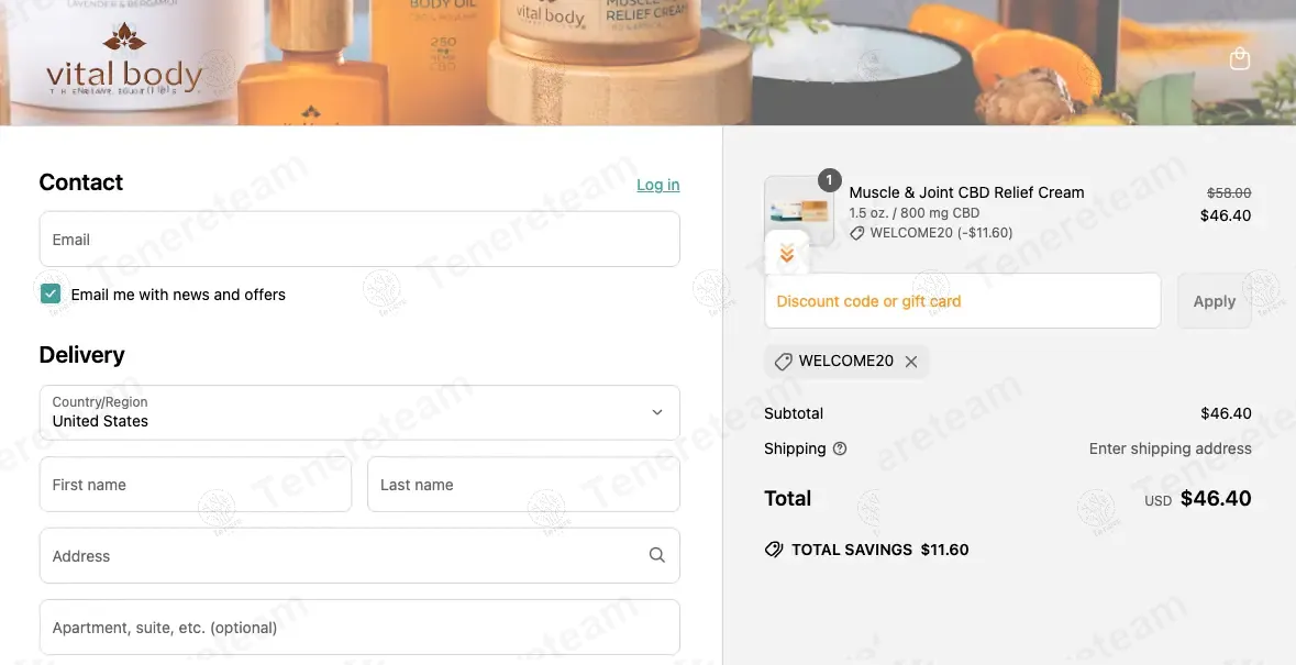 Vital Body Therapeutics coupon code: $20 off with WELCOME20. Tested and valid as 1 year ago.