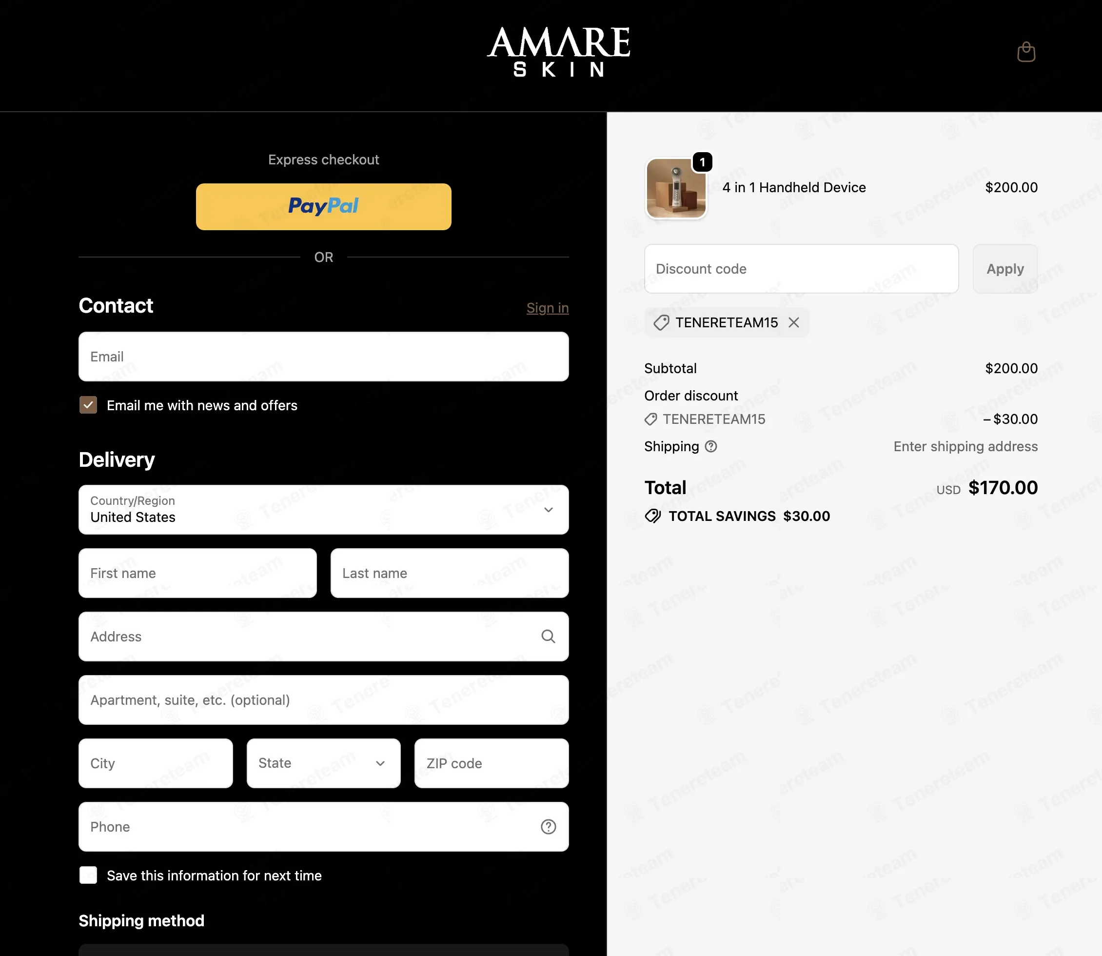 Amare Skin apply coupon code
